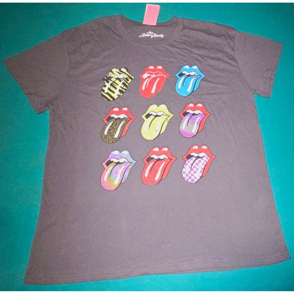 Rolling Stones Tongue Logo Graphic T-Shirt Gray Multicolor Size XL